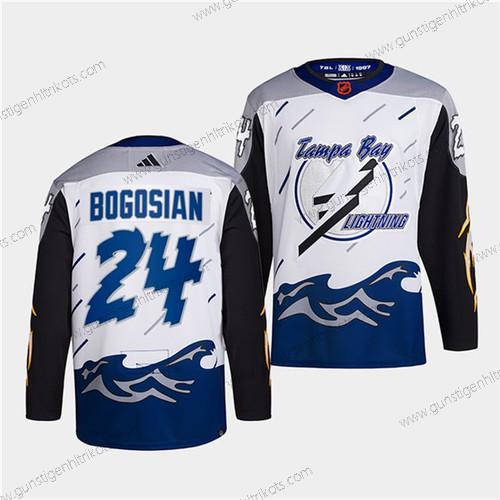 Herren Tampa Bay Lightning #24 Zach Bogosian 2022 Rückseite Retro Strickerei Trikots – Weiß