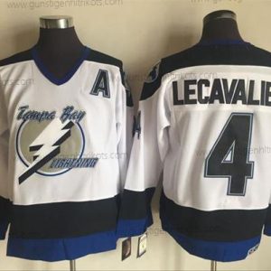 Herren Tampa Bay Lightning #4 Vincent Lecavalier 2003-04 Strickerei NHL CCM Vintage Trikots – Weiß