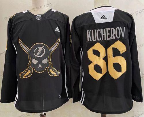 Herren Tampa Bay Lightning #86 Nikita Kucherov Pirate Themed Warmup Authentisch Trikots – Schwarz