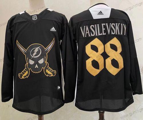 Herren Tampa Bay Lightning #88 Andrei Vasilevskiy Pirate Themed Warmup Authentisch Trikots – Schwarz