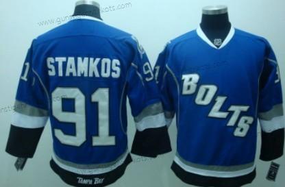 Herren Tampa Bay Lightning #91 Steven Stamkos Ausweichtrikot Trikots – Blau