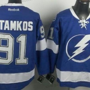 Herren Tampa Bay Lightning #91 Steven Stamkos New Trikots – Blau