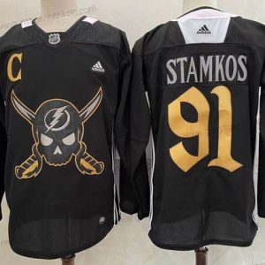 Herren Tampa Bay Lightning #91 Steven Stamkos Pirate Themed Warmup Authentisch Trikots – Schwarz