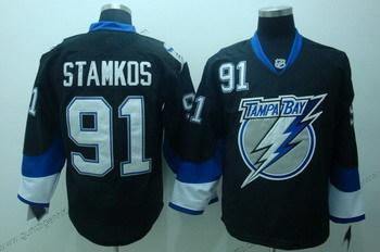 Herren Tampa Bay Lightning #91 Steven Stamkos Trikots – Schwarz