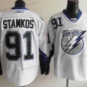 Herren Tampa Bay Lightning #91 Steven Stamkos Trikots – Weiß