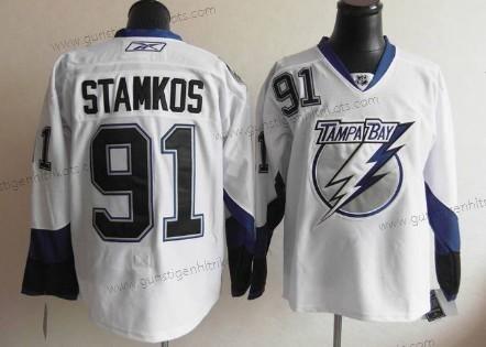 Herren Tampa Bay Lightning #91 Steven Stamkos Trikots – Weiß