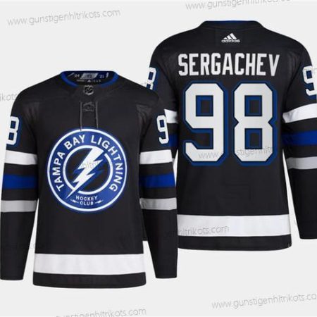 Herren Tampa Bay Lightning #98 Mikhail Sergachev 2024 Stadium Series Strickerei Trikots – Schwarz