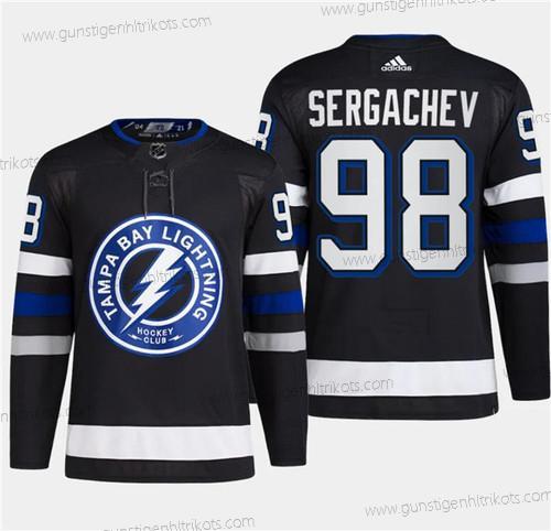 Herren Tampa Bay Lightning #98 Mikhail Sergachev 2024 Stadium Series Strickerei Trikots – Schwarz