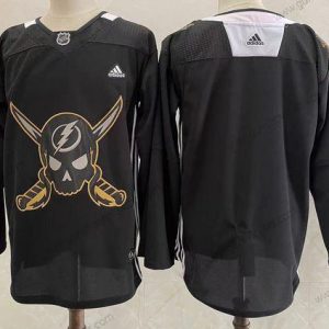 Herren Tampa Bay Lightning Leer Pirate Themed Warmup Authentisch Trikots – Schwarz