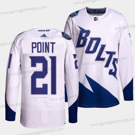 Herren Tampa Bay Lightning#21 Brayden Point 2022 Stadium Series Breakaway Strickerei Trikots – Weiß