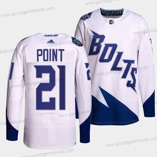 Herren Tampa Bay Lightning#21 Brayden Point 2022 Stadium Series Breakaway Strickerei Trikots – Weiß