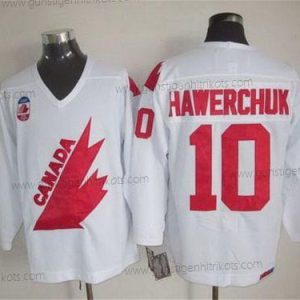 Herren Team Kanada #10 Dale Hawerchuk 1991 Olympic CCM Vintage Trikots – Weiß