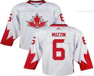 Herren Team Kanada #6 Jake Muzzin 2016 World Cup Strickerei NHL Trikots – Weiß