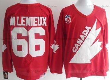 Herren Team Kanada #66 Mario Lemieux 1991 Olympic Retro CCM Trikots – Rot