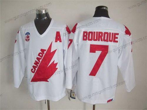 Herren Team Kanada #7 Ray Bourque 1991 Olympic CCM Vintage Trikots – Weiß