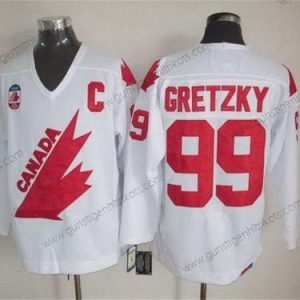 Herren Team Kanada #99 Wayne Gretzky 1991 Olympic CCM Vintage Trikots – Weiß