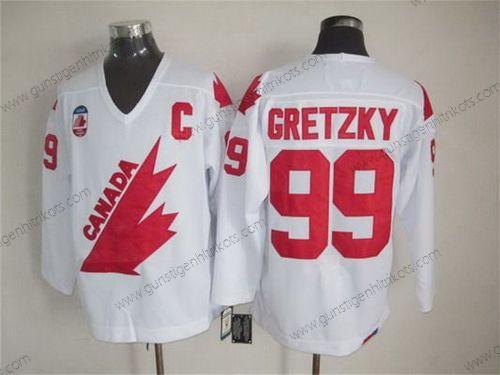 Herren Team Kanada #99 Wayne Gretzky 1991 Olympic CCM Vintage Trikots – Weiß