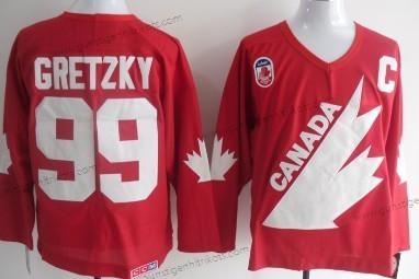 Herren Team Kanada #99 Wayne Gretzky 1991 Olympic Retro CCM Trikots – Rot