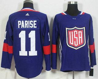 Herren Team USA #11 Zach Parise 2016 World Cup Of Hockey Game Trikots – Marineblau Blau