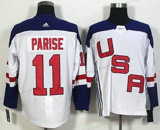 Herren Team USA #11 Zach Parise 2016 World Cup Of Hockey Game Trikots – Weiß