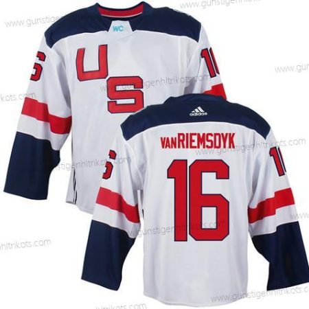 Herren Team USA #16 James Van Riemsdyk 2016 World Cup Of Hockey Game Trikots – Weiß