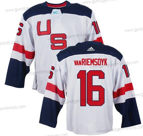 Herren Team USA #16 James Van Riemsdyk 2016 World Cup Of Hockey Game Trikots – Weiß