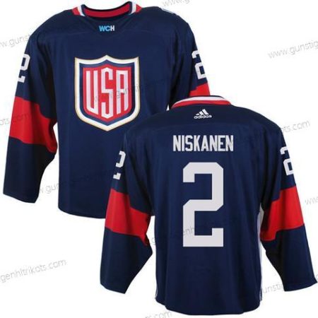 Herren Team USA #2 Matt Niskanen 2016 World Cup Of Hockey Game Trikots – Marineblau Blau