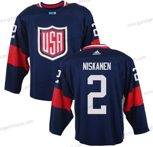 Herren Team USA #2 Matt Niskanen 2016 World Cup Of Hockey Game Trikots – Marineblau Blau