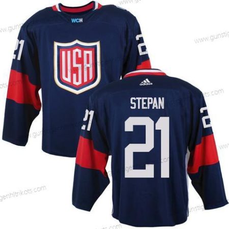 Herren Team USA #21 Derek Stepan 2016 World Cup Of Hockey Game Trikots – Marineblau Blau