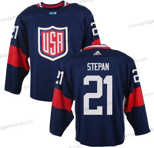 Herren Team USA #21 Derek Stepan 2016 World Cup Of Hockey Game Trikots – Marineblau Blau