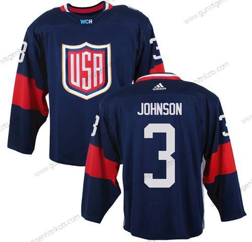 Herren Team USA #3 Jack Johnson 2016 World Cup Of Hockey Game Trikots – Marineblau Blau