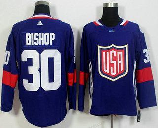 Herren Team USA #30 Ben Bishop 2016 World Cup Of Hockey Game Trikots – Marineblau Blau