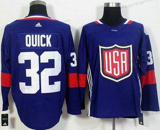 Herren Team USA #32 Jonathan Quick 2016 World Cup Of Hockey Game Trikots – Marineblau Blau