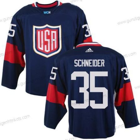 Herren Team USA #35 Cory Schneider 2016 World Cup Of Hockey Game Trikots – Marineblau Blau