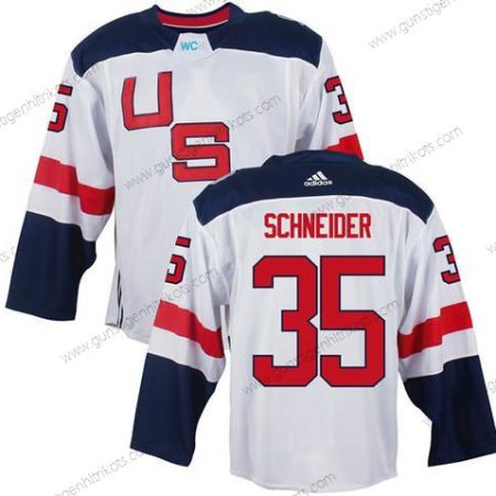 Herren Team USA #35 Cory Schneider 2016 World Cup Of Hockey Game Trikots – Weiß