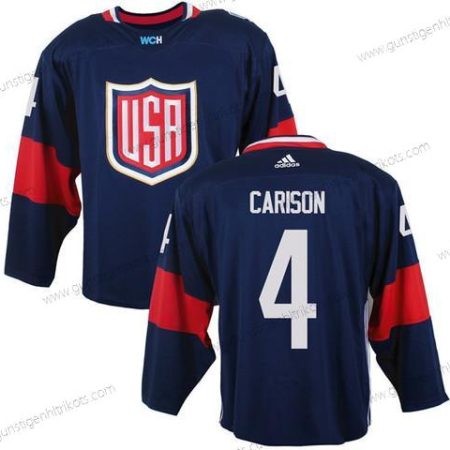 Herren Team USA #4 John Carlson 2016 World Cup Of Hockey Game Trikots – Marineblau Blau