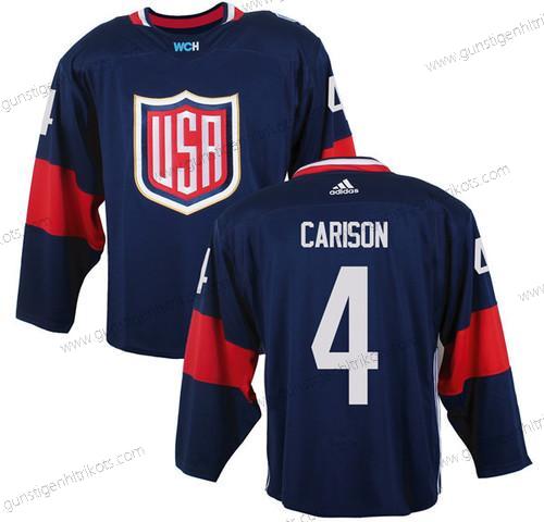 Herren Team USA #4 John Carlson 2016 World Cup Of Hockey Game Trikots – Marineblau Blau