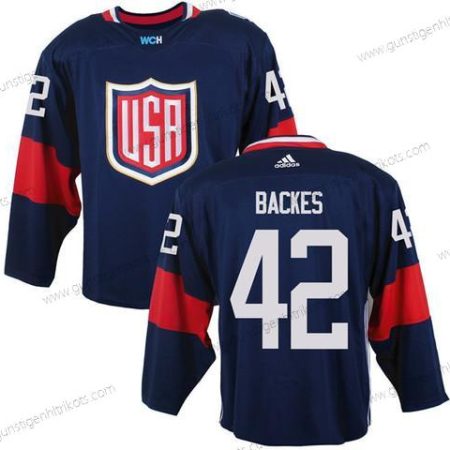 Herren Team USA #42 David Backes 2016 World Cup Of Hockey Game Trikots – Marineblau Blau