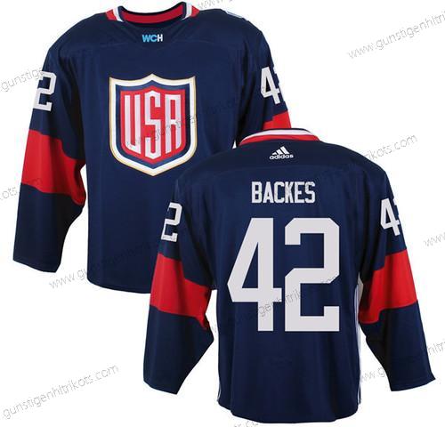 Herren Team USA #42 David Backes 2016 World Cup Of Hockey Game Trikots – Marineblau Blau