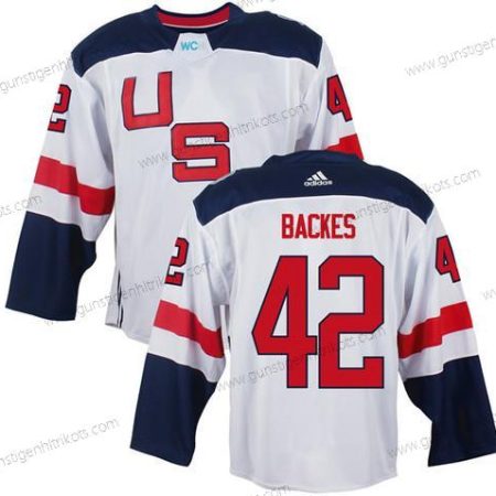 Herren Team USA #42 David Backes 2016 World Cup Of Hockey Game Trikots – Weiß