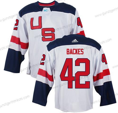 Herren Team USA #42 David Backes 2016 World Cup Of Hockey Game Trikots – Weiß