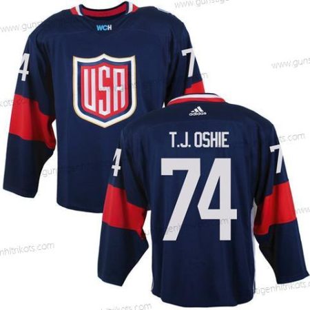 Herren Team USA #74 T. J. Oshie 2016 World Cup Of Hockey Game Trikots – Marineblau Blau