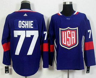 Herren Team USA #77 T. J. Oshie 2016 World Cup Of Hockey Game Trikots – Marineblau Blau