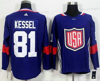 Herren Team USA #81 Phil Kessel 2016 World Cup Of Hockey Game Trikots – Marineblau Blau