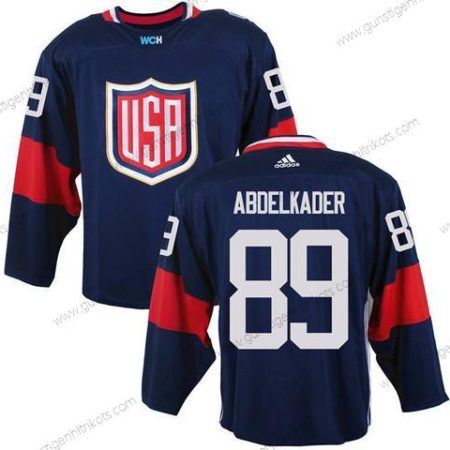 Herren Team USA #89 Justin Abdelkader 2016 World Cup Of Hockey Game Trikots – Marineblau Blau