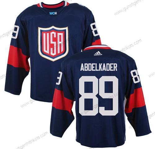 Herren Team USA #89 Justin Abdelkader 2016 World Cup Of Hockey Game Trikots – Marineblau Blau