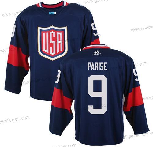 Herren Team USA #9 Zach Parise 2016 World Cup Of Hockey Game Trikots – Marineblau Blau