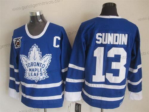 Herren Toronto Maple Leafs #13 Mats Sundin 75Th Retro CCM Trikots – Blau