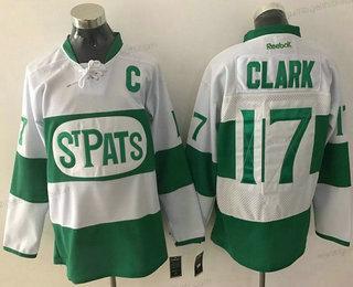 Herren Toronto Maple Leafs #17 Wendel Clark 2017 St. Patrick’S Day Strickerei NHL Reebok Hockey Trikots – Weiß Grün