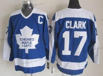 Herren Toronto Maple Leafs #17 Wendel Clark With Retro CCM Trikots – Blau Weiß